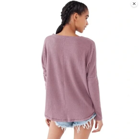 Urban Outfitters Out from Under Jojo Oversized Thermal Top - Mauve - Small - Picture 2 of 5